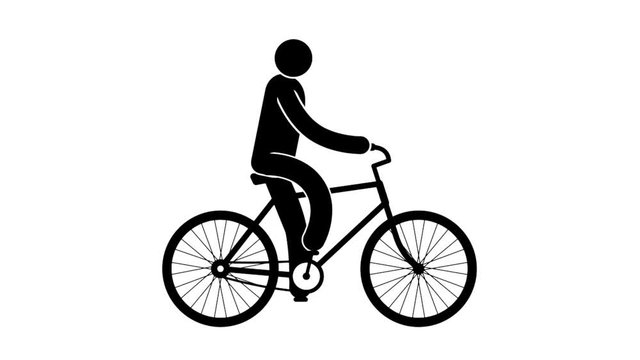 Pictogram man riding a walking bike. Looped animation with alpha channel.