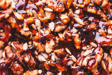 Nuts in caramel macro