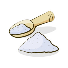 Baking soda, wheat flour hand drawing style. Bulk products, ingredients for recipes.