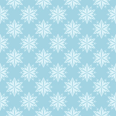 White floral seamless pattern on blue background