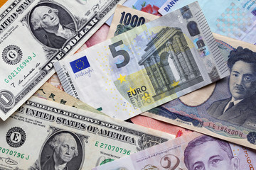 Fototapeta na wymiar close up texture of international banknote background