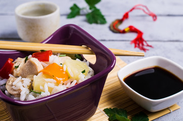 White rice with meat