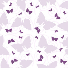 Seamless vector pattern with butterflies and curls. Vector illustration.