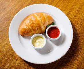 croissant on the wooden table