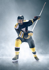 Ice hockey player in action.