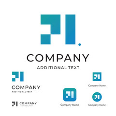 Abstract Technological Modern Logo Business Identity Brand and App Icon Symbol Concept Set Template