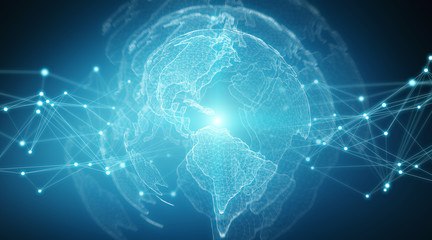 Connections system global world view 3D rendering