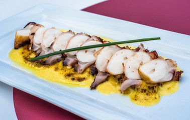 A plate of grilled octopus
