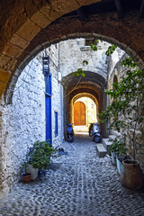 Fototapeta na wymiar Medieval street of the city of Rhodes.