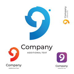 Bright Colorful Nine (9) Logo Identity Brand Icon Symbol and Button Concept Set Template