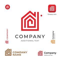 House Construction Modern Logo Building Business Identity Brand App Icon Symbol Concept Set Template