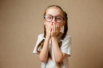 Little Girl in glases Having Fun Portrait