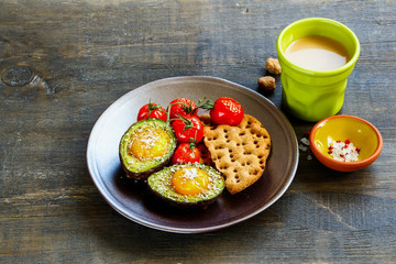 Avocado baked with eggs