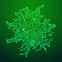 Bacteria virus wireframe mesh model,vector illustration microbe. Bacteria virus or germs microorganism cells under microscope.