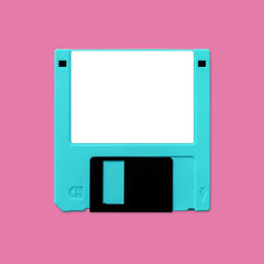 Floppy disk 3.5 Inch nostalgia, isolated and presented in punchy pastel colors, for creative design...