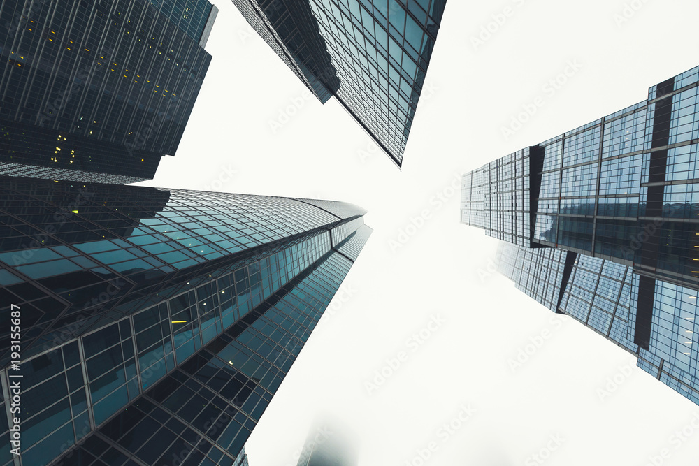 Poster modern skyscrapers from low angle view