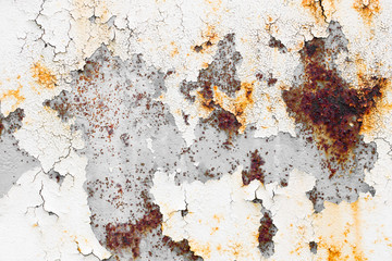 dirty peeling paint grunge rusty old weathered metal plate  texture wall.