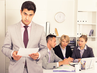Angry manager dissatisfied with colleagues