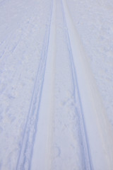 Cross country skiing tracks in the winter
