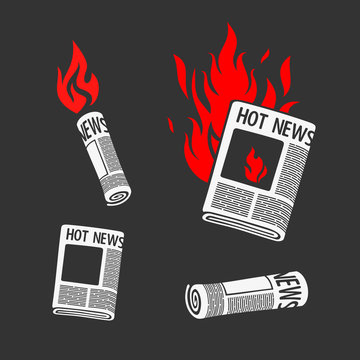 Set of Symbols Newspaper Hot News
