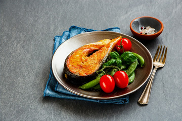 Grilled salmon steak
