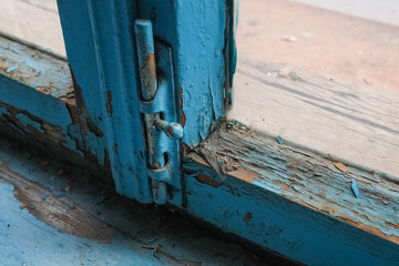 Old vintage wooden window with details.