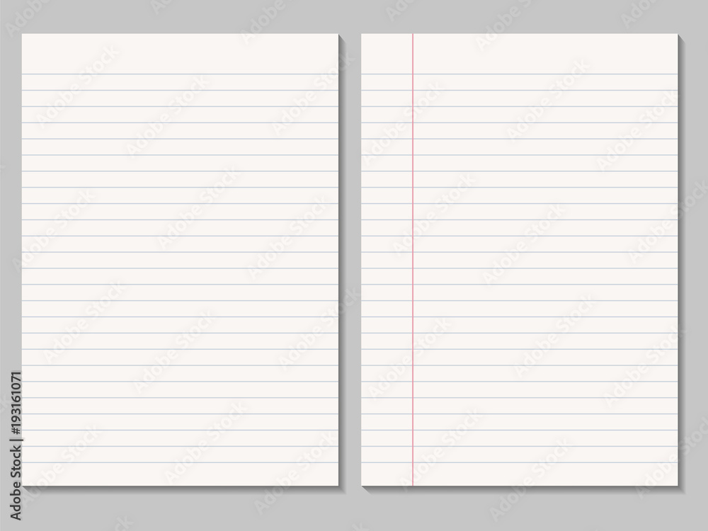 Poster set of realistic blank sheets of lined paper - vector isolated