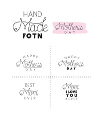 mothers day hand made font set vector illustration design
