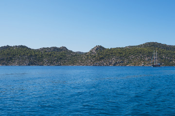 Naklejka premium Sea, near ruins of the ancient city on the Kekova island, Turkey