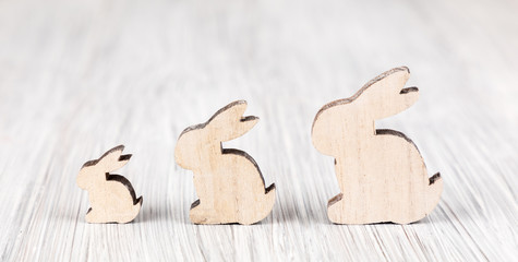 bunny on wooden background for easter