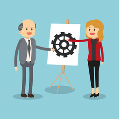 Business teamwork with gear vector illustration graphic design