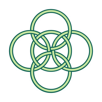 Vector symbol: Five fold celtic knot. Five elements gaelic circle knot.