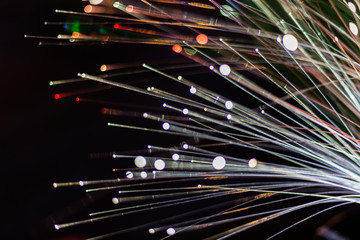 Abstract background fiber optics close up, computer communication technology