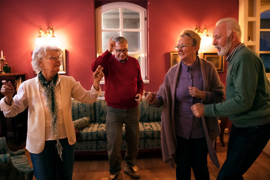 Let's Dance, Group Of Senior People Dancing And Having Fun