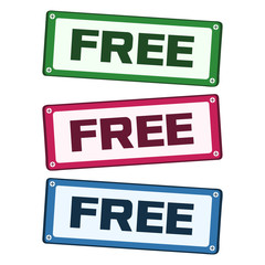 Colorful signboards with inscription FREE. Vector illustration