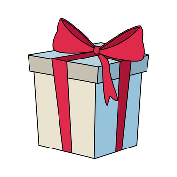 Gift box present with ribbon icon vector illustration graphic design