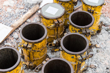 Cylinder concrete mold for were collected specimens for compressive test in the laboratory.