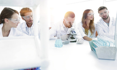 Fototapeta premium background image is a group of scientists working in the laboratory.