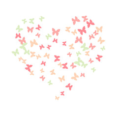 Spring Background with Colorful Butterflies. Simple Feminine Pattern for Card, Invitation, Print. Trendy Decoration with Beautiful Butterfly Silhouettes. Vector Background with Moth
