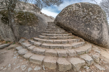 Celtic Vetton sacred space (Nemeton) Altar of sacrifices sculpted in granite rock known as Silla de...