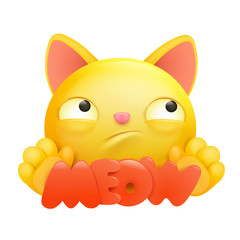 Yellow emoji cartoon cat character icon