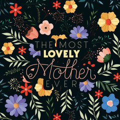 Obraz premium lovely mom for ever handmade postcard vector illustration design