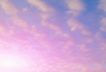 Pink sunset with clouds