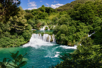 Fototapeta na wymiar water and waterfall at Krka National Park, Croatia