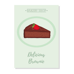 Set of pastry poster, banner for sale of brownie. Promo, adverti
