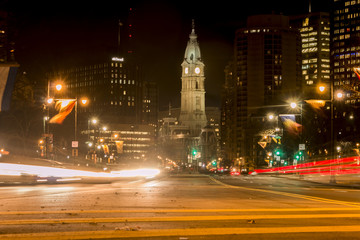 Fototapeta na wymiar Philadelphia city hall - Long exposure shot