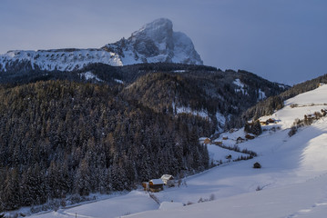 Winter landscape, Dolomites mountains, Italy, South Tyrol 