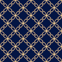 Naklejka premium Golden blue geometric abstract seamless pattern