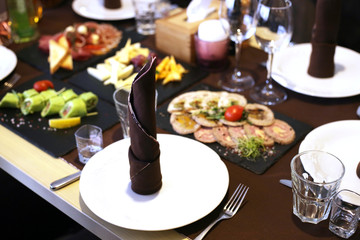 Decaore and table setting with cold appetizers