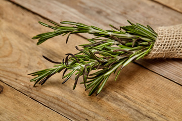 Fresh leaf rosemary on background. Close Up view.